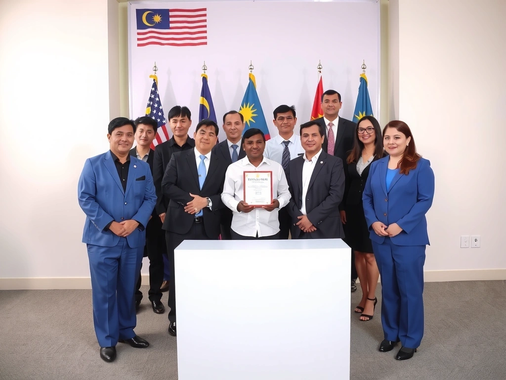 Malaysia 24 News team celebration receiving journalism award