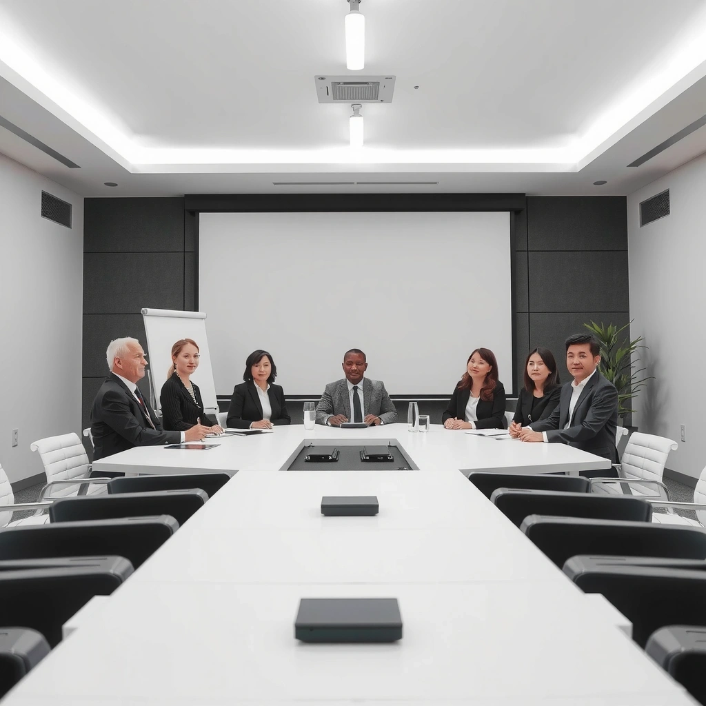 Corporate boardroom meeting